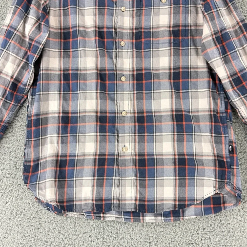 The North‎ Face Button-Up Shirt Mens Medium Blue Plaid Long Sleeve Cotton Casual